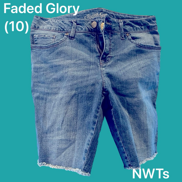Faded Glory Denim - Stretchy Faded Glory Cut Off Jeans (10) NWTs